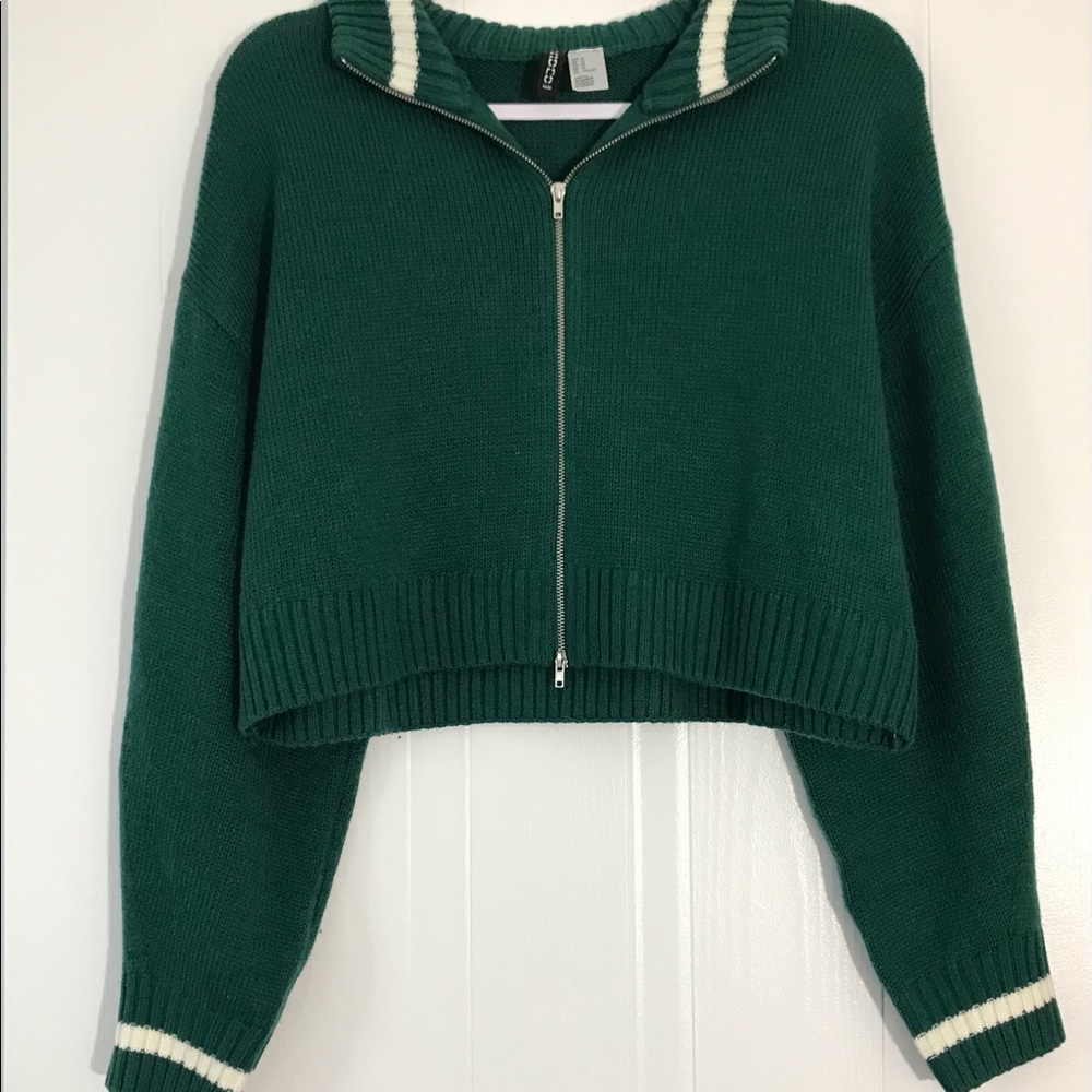 Green Cropped Drop Shoulder Jacket